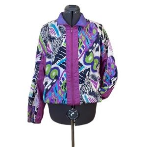 Vintage Asics Purple Magenta Abstract 80’s Windbreaker Coat
